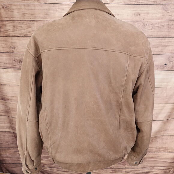 ROUNDTREE & YORKE BROWN GENUINE LEATHER ZIP UP COAT JACKET MENS SIZE M MEDIUM - Picture 5 of 13